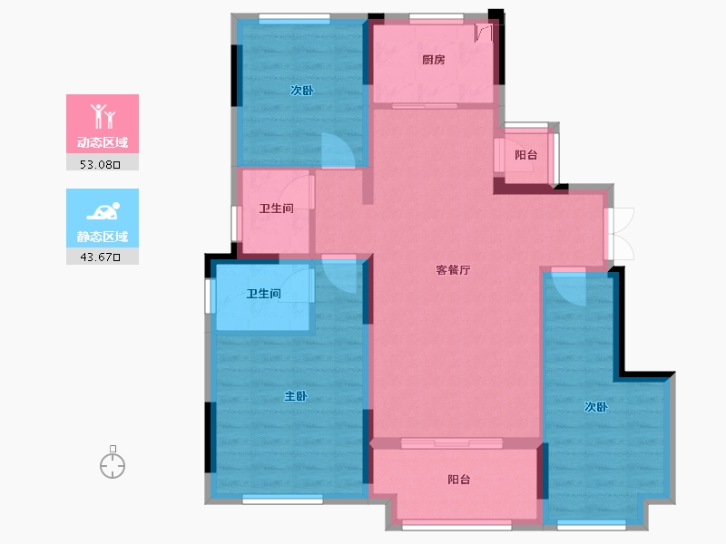 四川省-广安市-中广·悦府-90.56-户型库-动静分区