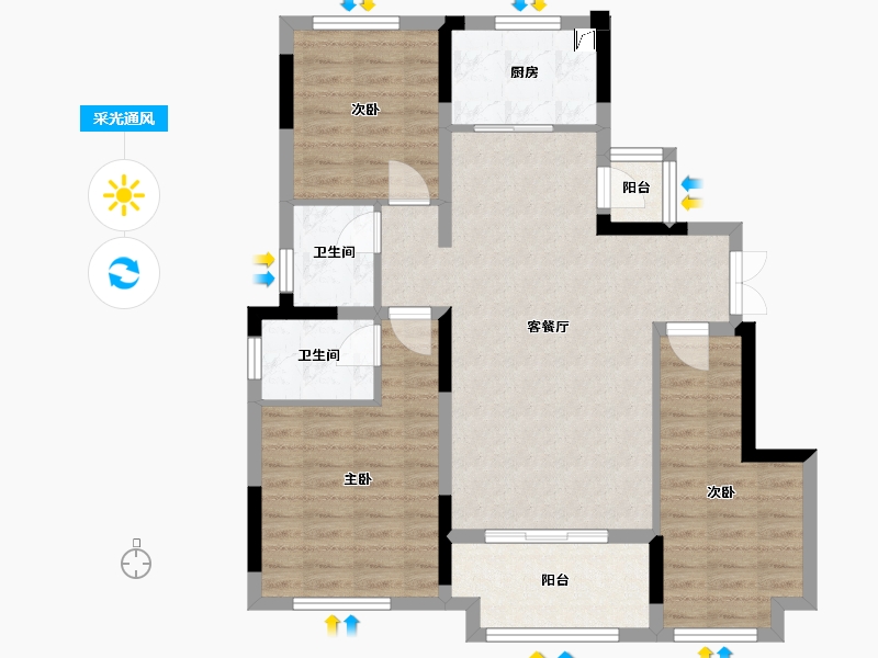 四川省-广安市-中广·悦府-90.56-户型库-采光通风