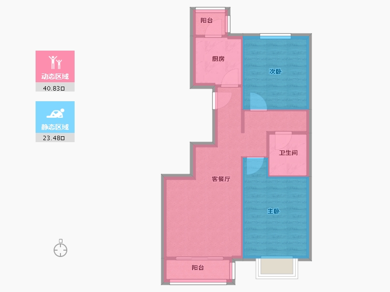 北京-北京市-郁花园三里-74.63-户型库-动静分区