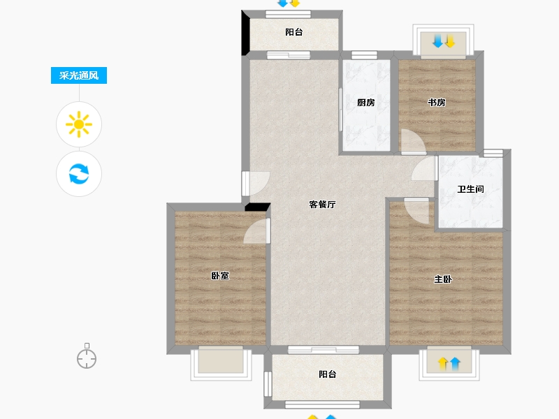 安徽省-宿州市-嘉泰龙城壹号-83.00-户型库-采光通风