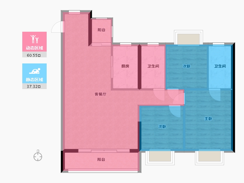 湖北省-武汉市-富力绿都中央公园-95.00-户型库-动静分区