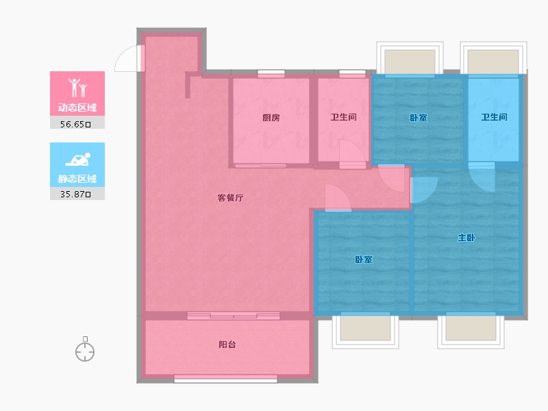 江苏省-苏州市-江湾澜庭-88.00-户型库-动静分区