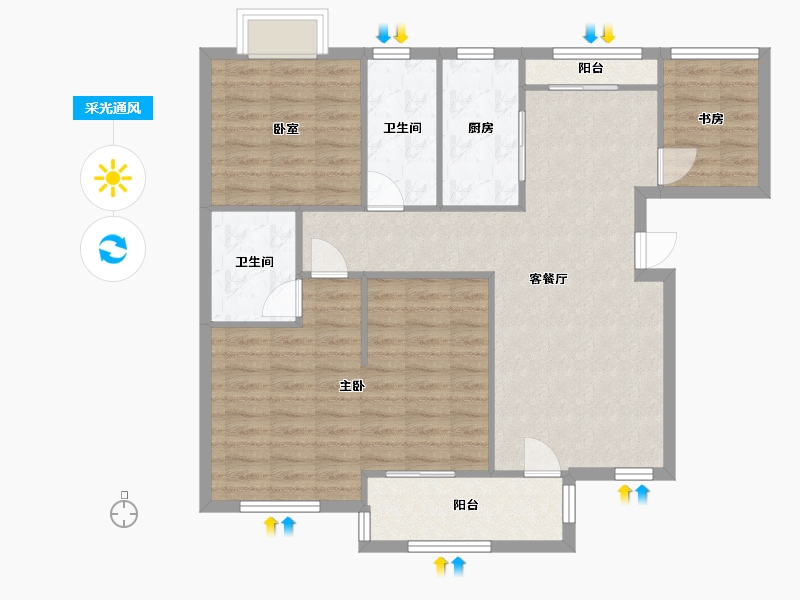 浙江省-杭州市-亲亲家园-一期-116.00-户型库-采光通风