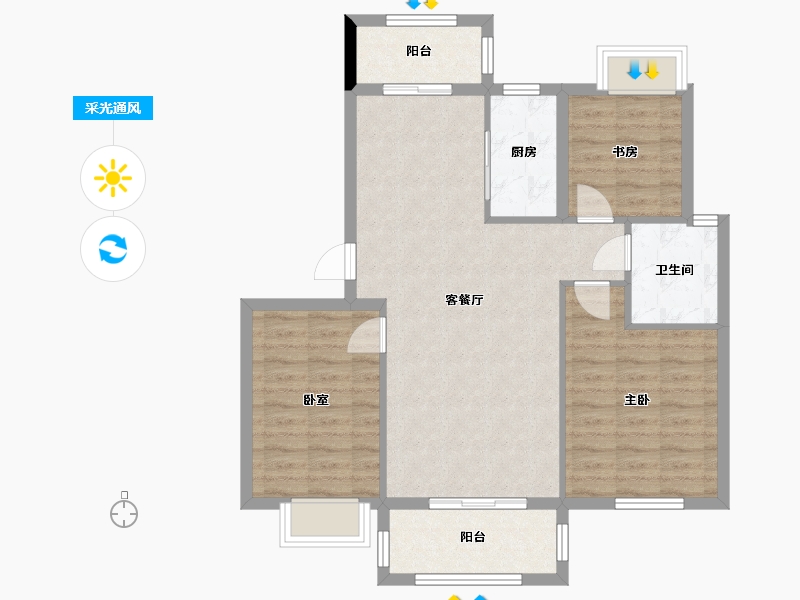 安徽省-宿州市-建业·翡翠城-83.00-户型库-采光通风