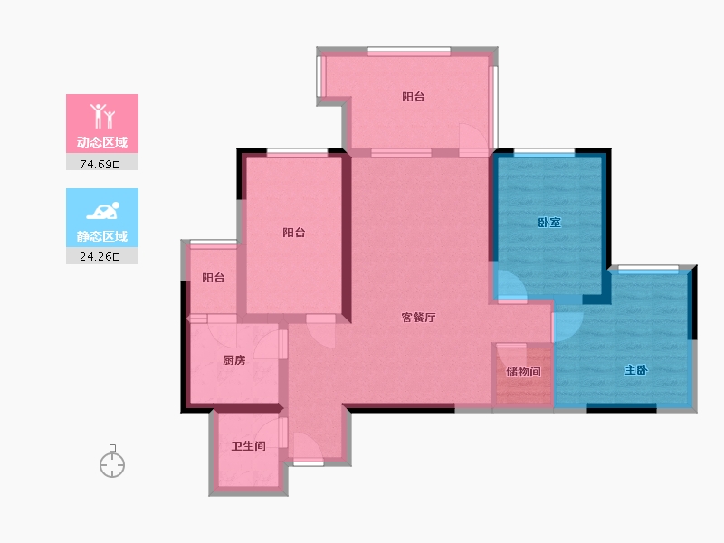 四川省-成都市-成都后花园蝶院-80.00-户型库-动静分区