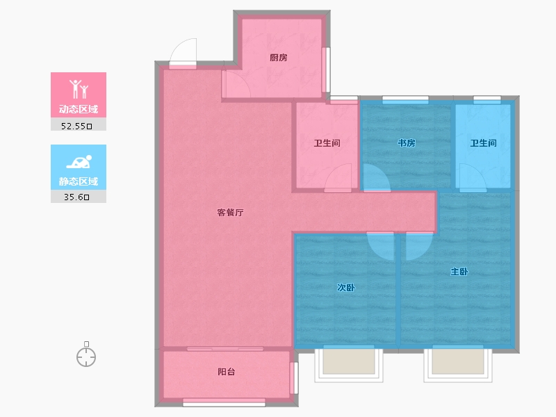 陕西省-西安市-华润置地未来城市-85.22-户型库-动静分区