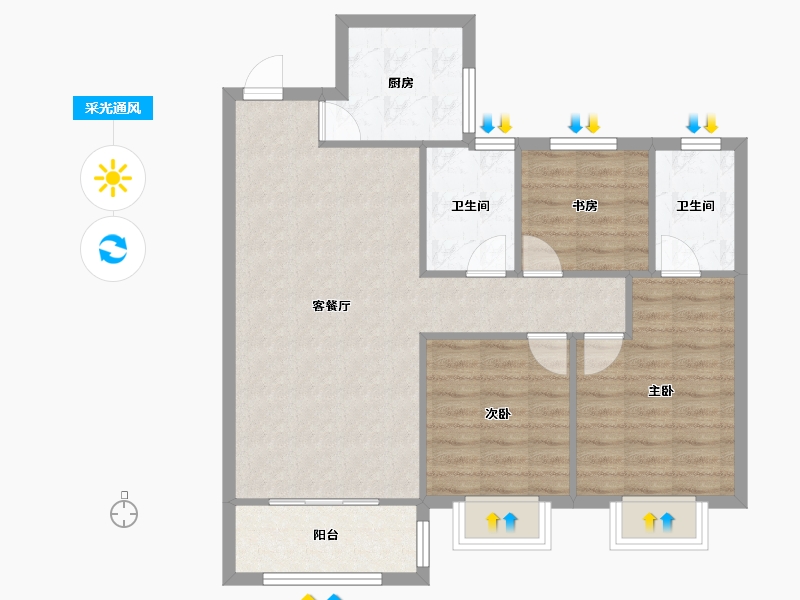 陕西省-西安市-华润置地未来城市-85.22-户型库-采光通风