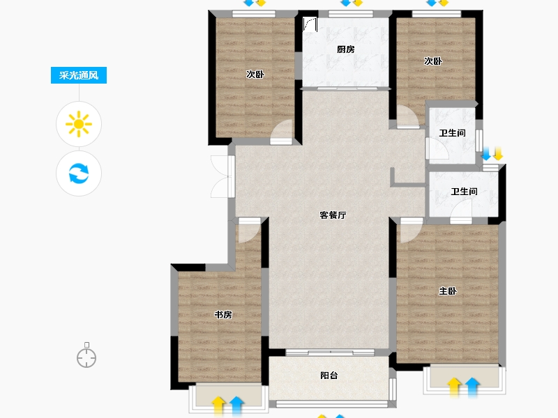 陕西省-榆林市-逸晟一品-136.00-户型库-采光通风