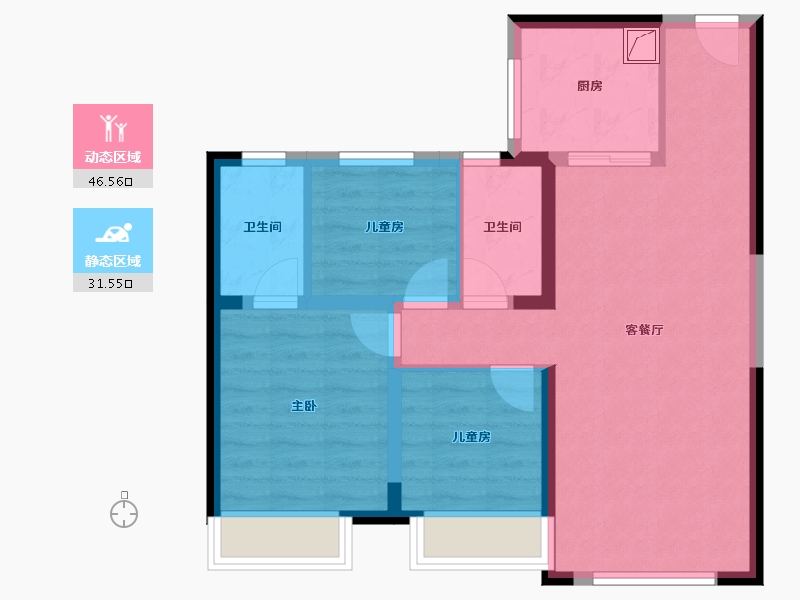 内蒙古自治区-呼和浩特市-碧桂园-80.00-户型库-动静分区