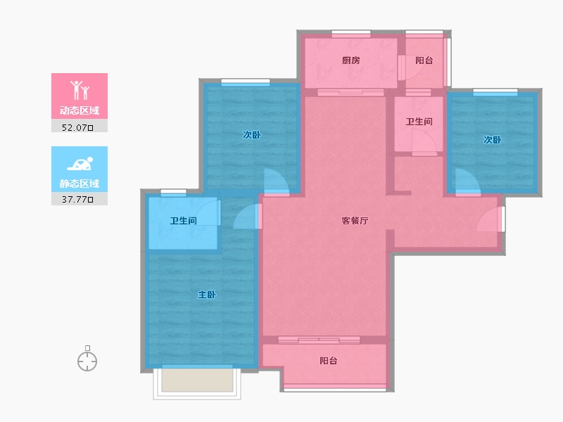 陕西省-西安市-三迪·曲江香颂枫丹-85.10-户型库-动静分区