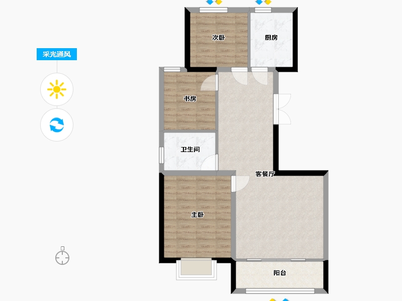 宁夏回族自治区-银川市-北塔书院-才子堂公寓-84.35-户型库-采光通风