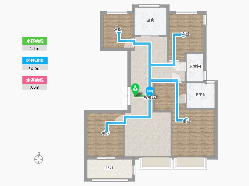 浙江省-杭州市-天润西麓府-90.00-户型库-动静线