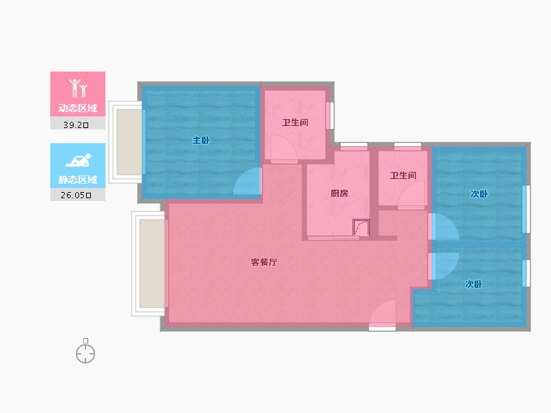 北京-北京市-春风和院-60.00-户型库-动静分区