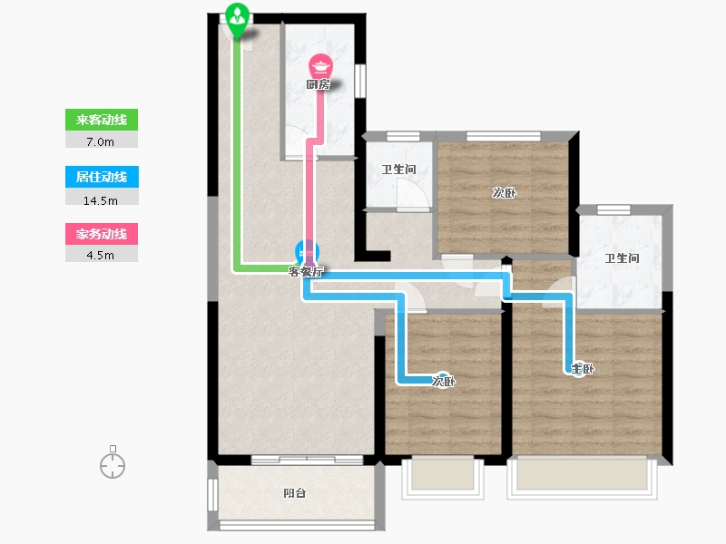 河南省-郑州市-亚星环翠居-85.82-户型库-动静线