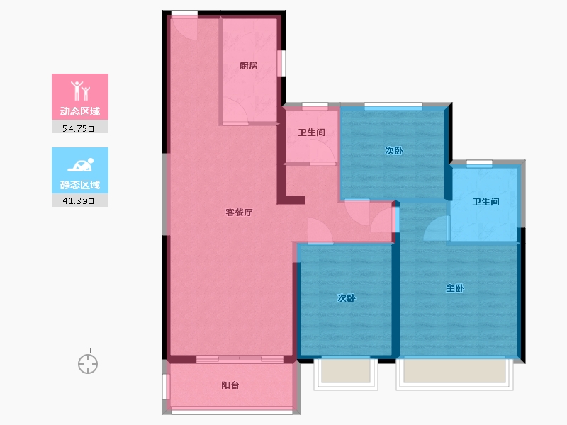 河南省-郑州市-亚星环翠居-85.82-户型库-动静分区