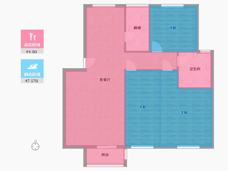 江苏省-淮安市-砖井花园-97.50-户型库-动静分区