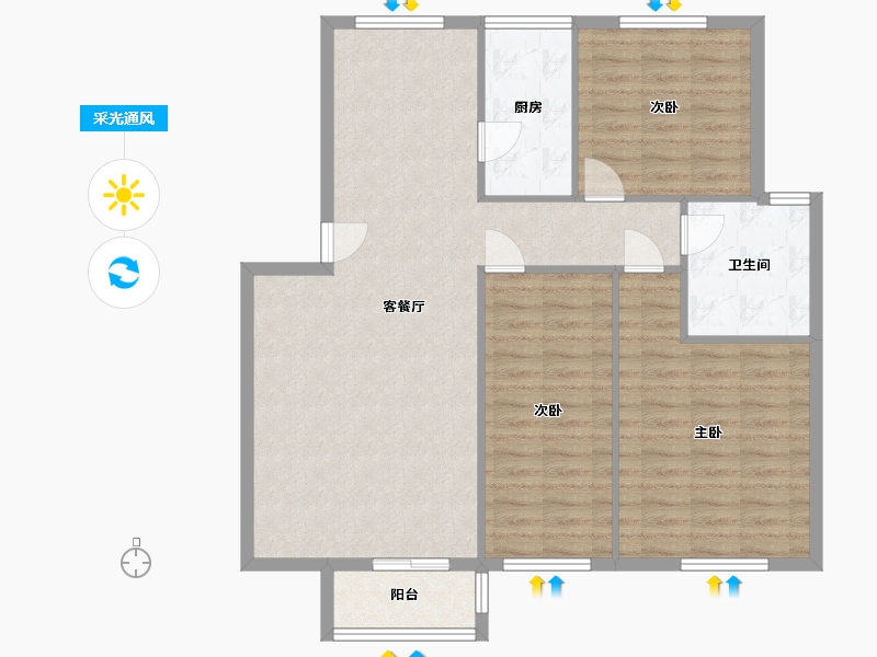 江苏省-淮安市-砖井花园-97.50-户型库-采光通风