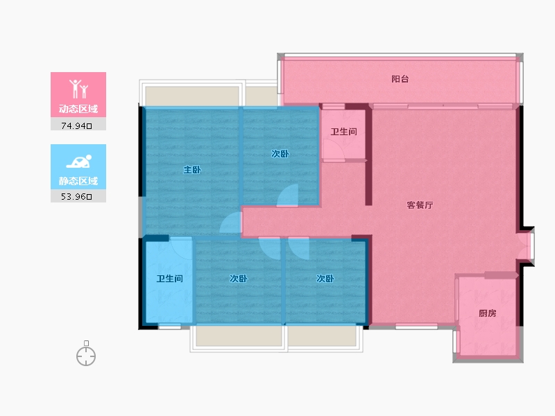 贵州省-铜仁市-天辰玖悦府-119.62-户型库-动静分区