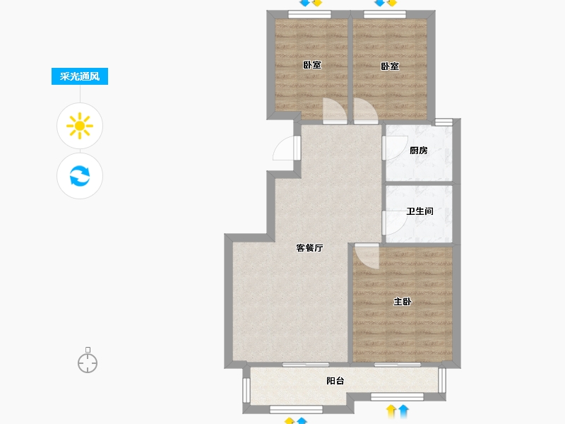 浙江省-嘉兴市-塞纳蓝湾-88.90-户型库-采光通风