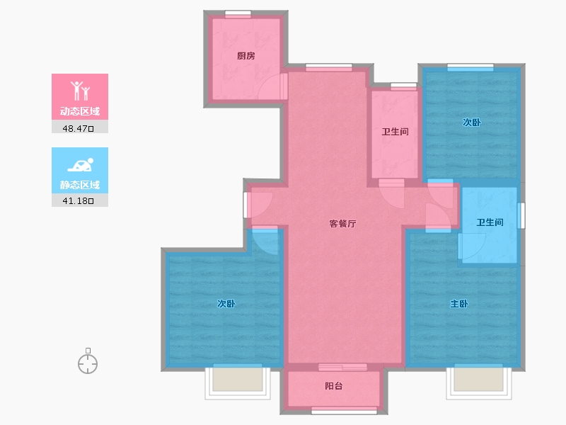 河北省-邢台市-东胜紫御澜庭-90.00-户型库-动静分区