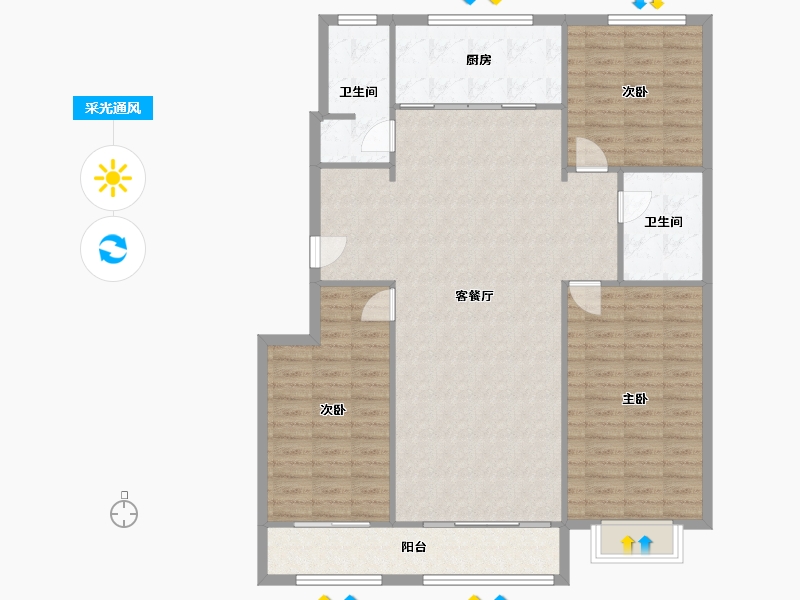 山东省-潍坊市-营销中心-129.80-户型库-采光通风