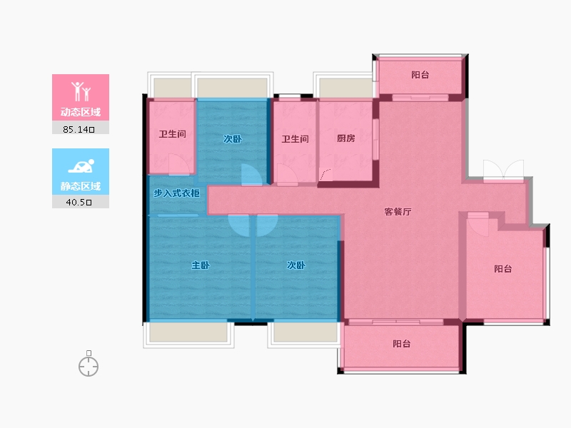 广东省-江门市-台山保利中央公馆-107.00-户型库-动静分区