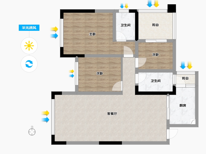 四川省-绵阳市-文庭雅居-90.00-户型库-采光通风