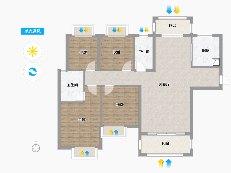 湖南省-邵阳市-友谊国际住宅小区-112.00-户型库-采光通风