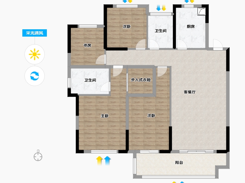 湖南省-邵阳市-西湖春天-135.00-户型库-采光通风