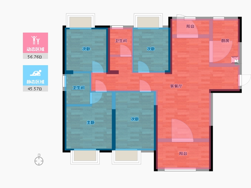 湖南省-长沙市-长房云尚公馆-90.31-户型库-动静分区