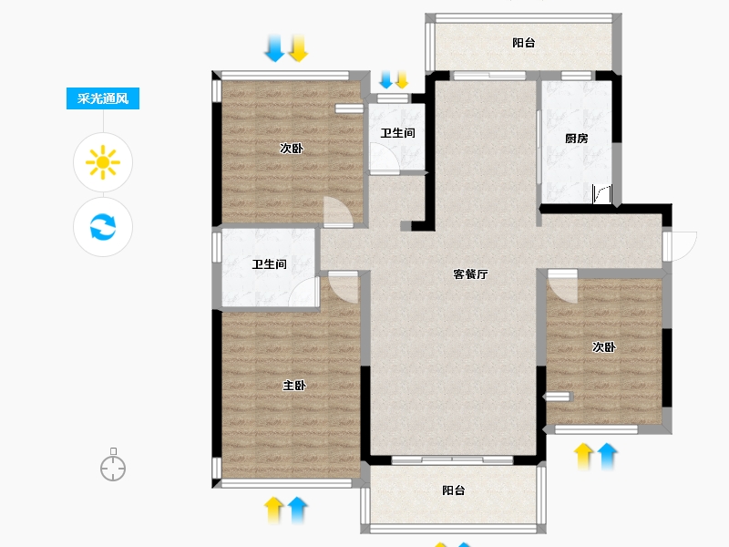 广东省-阳江市-凯旋华府-110.00-户型库-采光通风