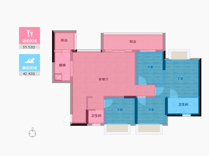 重庆-重庆市-北京城建龙樾生态城-92.19-户型库-动静分区