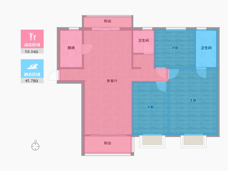 江苏省-泰州市-碧桂园林湖郡-115.00-户型库-动静分区