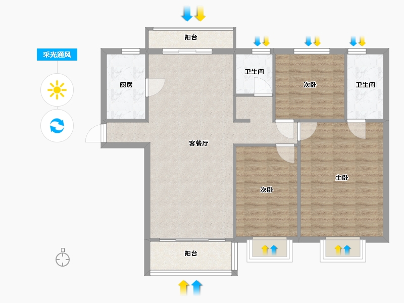 江苏省-泰州市-碧桂园林湖郡-115.00-户型库-采光通风