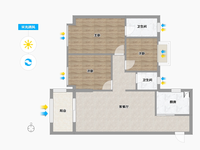 福建省-福州市-金辉观澜云筑-78.00-户型库-采光通风