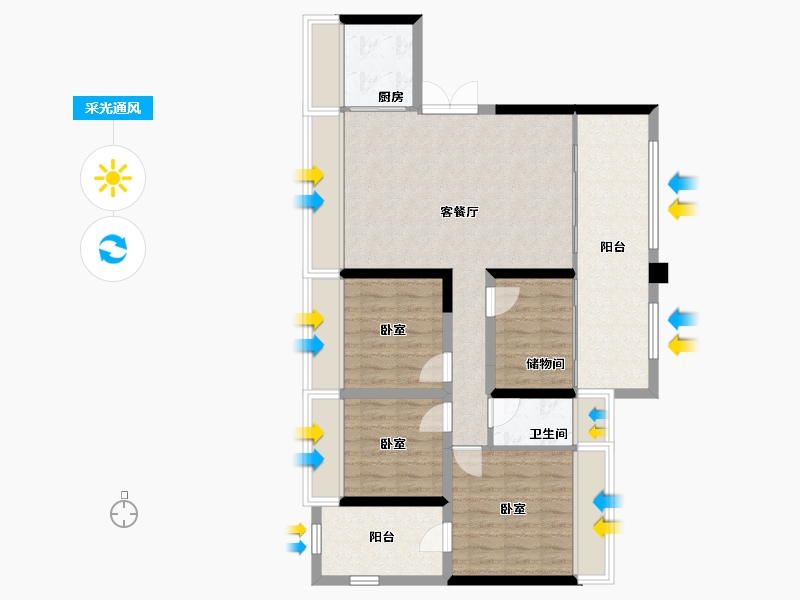 四川省-宜宾市-丽雅·九里长江-一期-110.00-户型库-采光通风