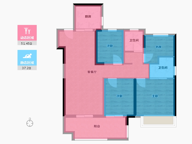 安徽省-合肥市-谊华雍景府-89.00-户型库-动静分区