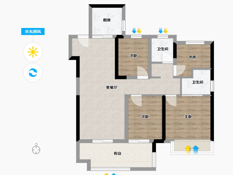 安徽省-合肥市-谊华雍景府-89.00-户型库-采光通风