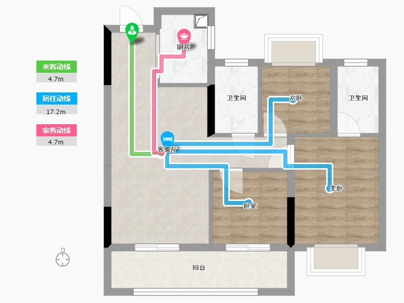 湖北省-襄阳市-嘉地利达璞园-64.00-户型库-动静线