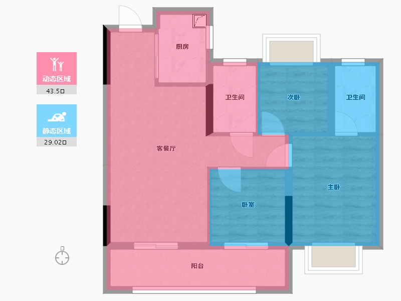 湖北省-襄阳市-嘉地利达璞园-64.00-户型库-动静分区