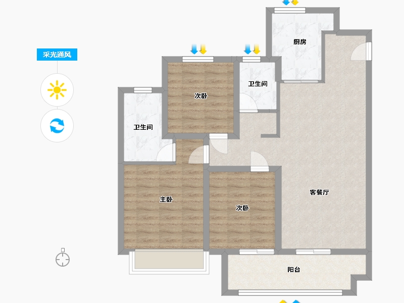 安徽省-滁州市-弘扬时光风华-91.00-户型库-采光通风