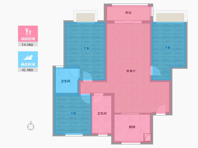 河南省-郑州市-泰成溪水湾-84.00-户型库-动静分区