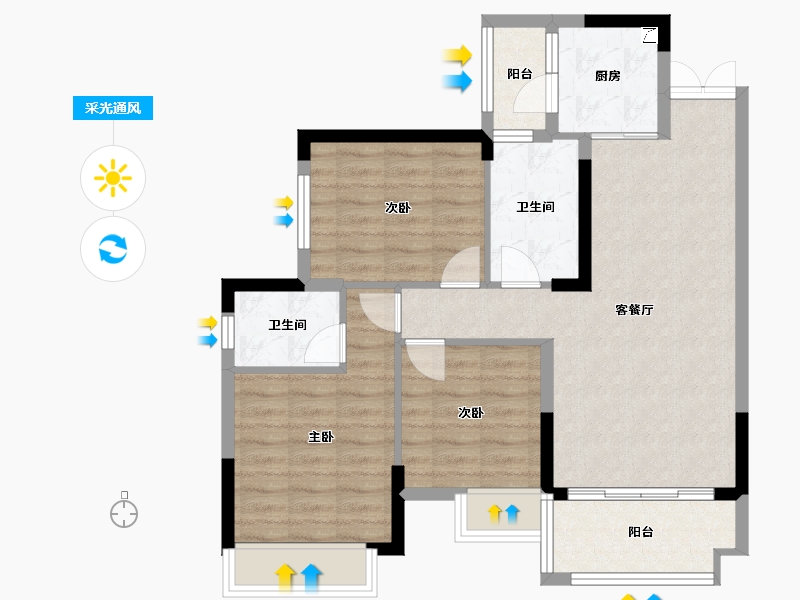 四川省-广安市-加德城市豪庭-96.00-户型库-采光通风