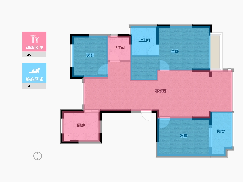 浙江省-台州市-飞龙湖畔-96.00-户型库-动静分区