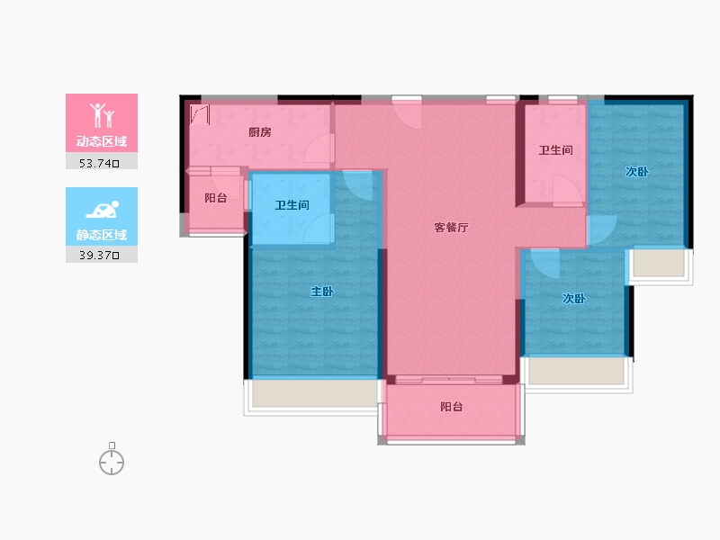 广东省-江门市-美的海棠公馆-82.00-户型库-动静分区