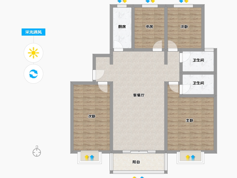 河北省-邯郸市-锦绣和谐院-110.00-户型库-采光通风