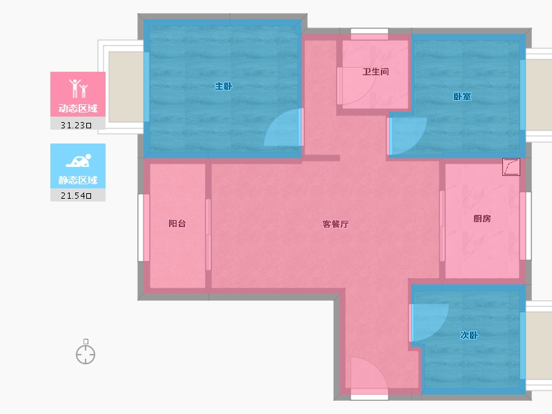 福建省-厦门市-东界东里 海悦园-53.00-户型库-动静分区