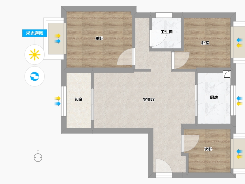 福建省-厦门市-东界东里 海悦园-53.00-户型库-采光通风