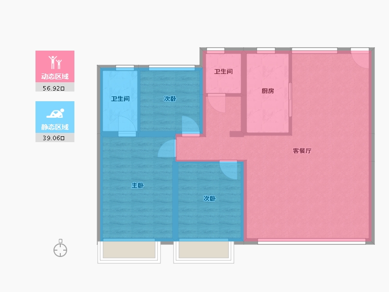 黑龙江省-哈尔滨市-融创达人印象宸院-90.00-户型库-动静分区