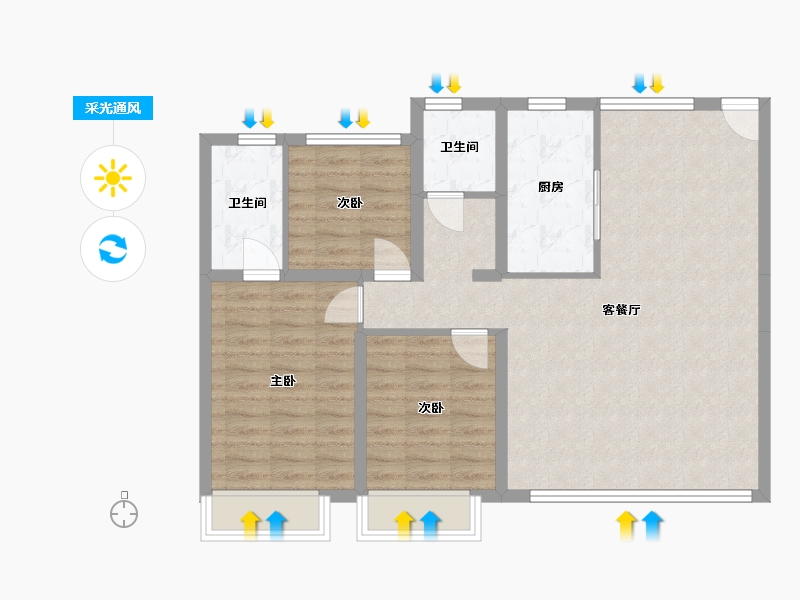 黑龙江省-哈尔滨市-融创达人印象宸院-90.00-户型库-采光通风